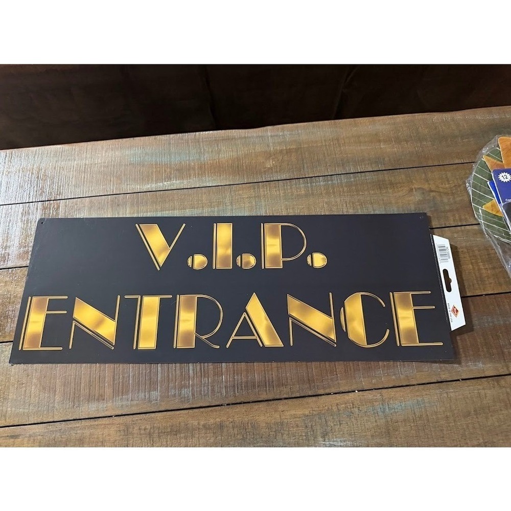 Beistle VIP Entrance Sign Black Gold Hollywood Party Decoration 50895 New